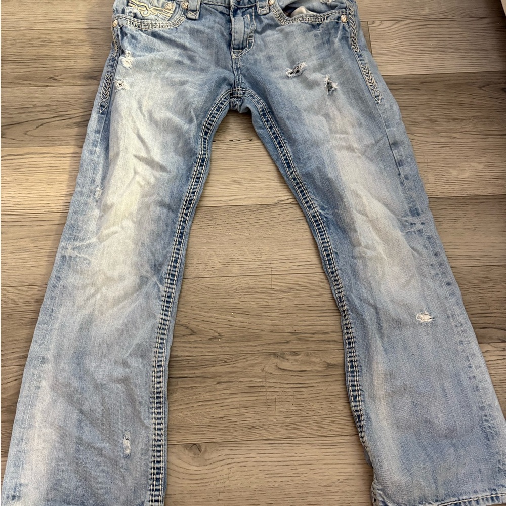 Men's Light Blue Distressed Jeans